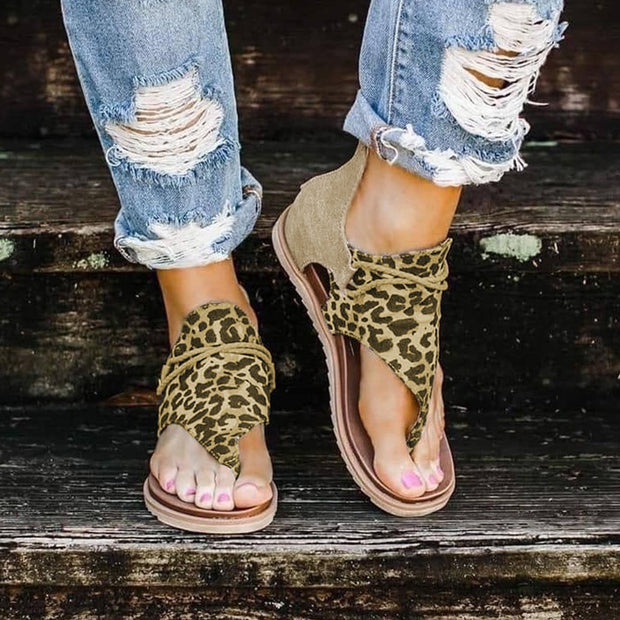 Leopard Pattern Rome Sandals Anti-slip Wedges Summer shoes