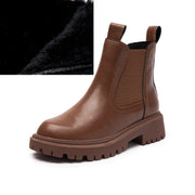 Genuine Leather Women’s Chelsea Boots Retro Ankle Martin Boots