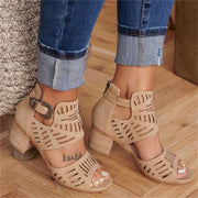 Chunky Heel Summer Slip-on Buckle Wedge Sandals - Ernadi