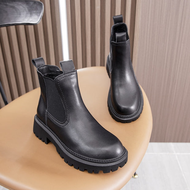 Genuine Leather Women’s Chelsea Boots Retro Ankle Martin Boots