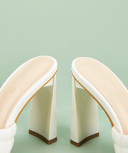 Summer Soft PU Leather Women Mules Slippers Square Head High Heels Party Female Shoes