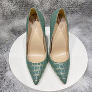 Glitter Embossed Crocodile Effect Women Pointy Toe High Heel Party Dress Shoes Ladies Chic Stiletto Pumps