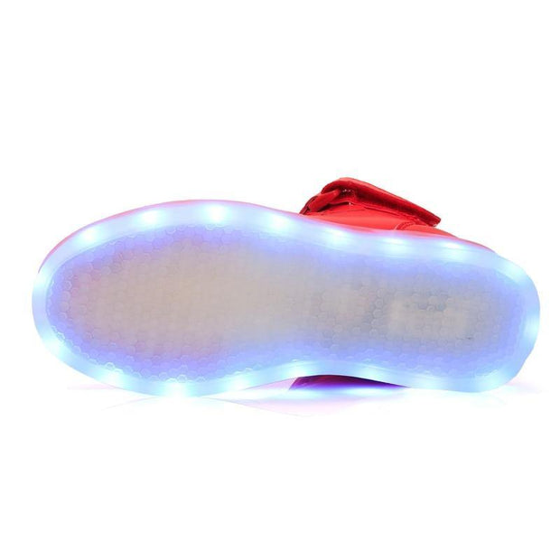 LED Children Shoes USB Charging Basket Shoes With Light Up Kids Unisex Luminous Sneakers Gold silver - Ernadi