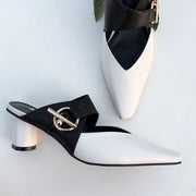 Pumps High Round Heel Fashion Square Toe Metal Decoration Casual Shoes - Ernadi