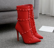 Red female boots women's shoes