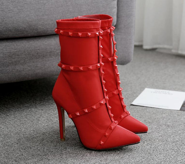 Red female boots women's shoes