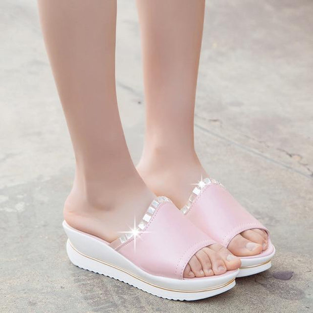 Platform Bath Slippers Wedge Beach Flip Flops High Heel Slippers - Ernadi