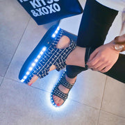 Summer Fashion LED Flash Colorful Flats Sandals Open Toe Platform Sandals Shoes Women Casual Shoes Ladies Beach Shoes - Ernadi
