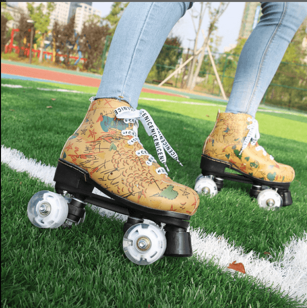Children's adult double row skates roller skates double row wheel skates flash roller skating - Ernadi
