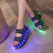 Summer Fashion LED Flash Colorful Flats Sandals Open Toe Platform Sandals Shoes Women Casual Shoes Ladies Beach Shoes - Ernadi