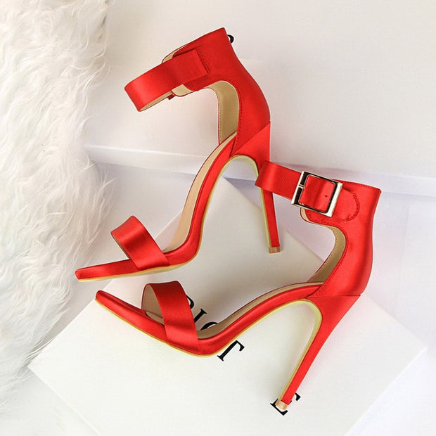 Satin Silk High Heels Sandals Gladiator Pumps - Ernadi