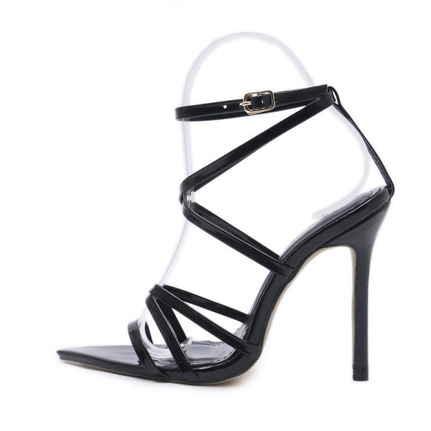 Thin Belt Pointed Fish Mouth High Heels Sandals