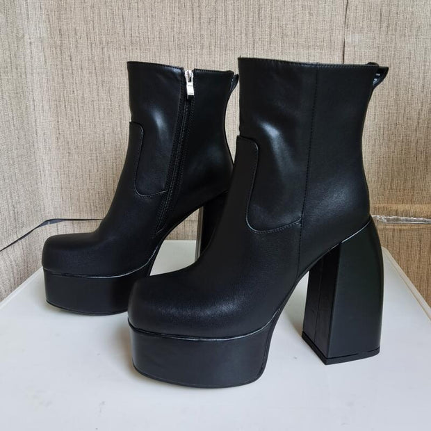 Over The Knee Boots Black High Heel Women's Shoes
