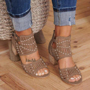 Chunky Heel Summer Slip-on Buckle Wedge Sandals - Ernadi