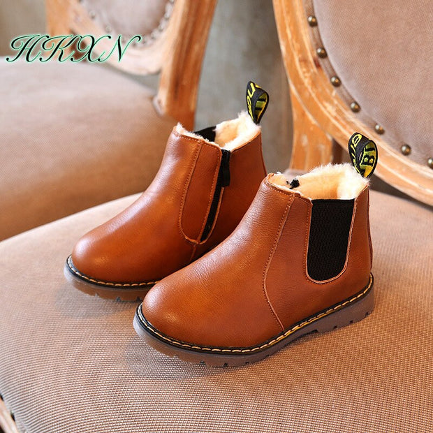 Winter Rain Boots Children’s Shoes Boys Short Boots England Leather shoes Girls Boot