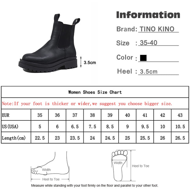 Women Chunky Heel Ankle Boots Woman Shoes Autumn Chelsea Boots Female Platform Ladies Boots