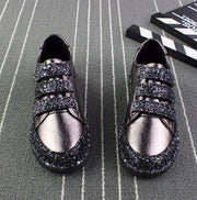 Sneakers Women Flats red Black Silver Shoes Rhinestone Bling Casual Shoes Creepers Superstar Shoes - Ernadi
