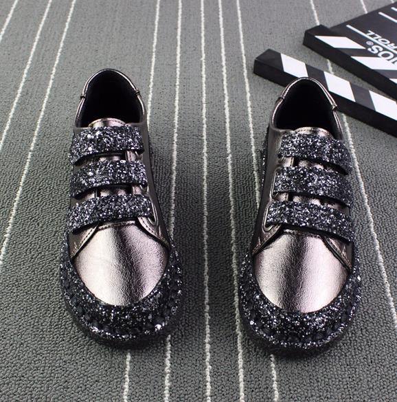 Sneakers Women Flats red Black Silver Shoes Rhinestone Bling Casual Shoes Creepers Superstar Shoes - Ernadi