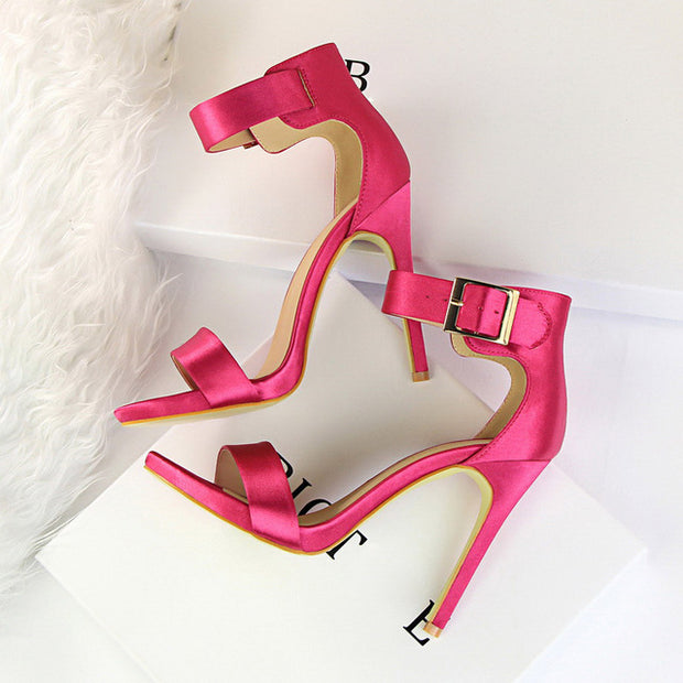 Satin Silk High Heels Sandals Gladiator Pumps - Ernadi