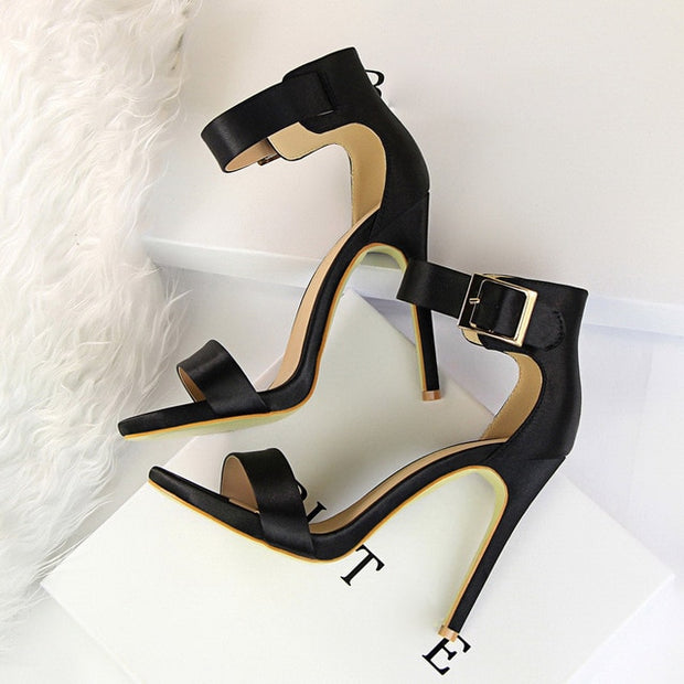Satin Silk High Heels Sandals Gladiator Pumps - Ernadi