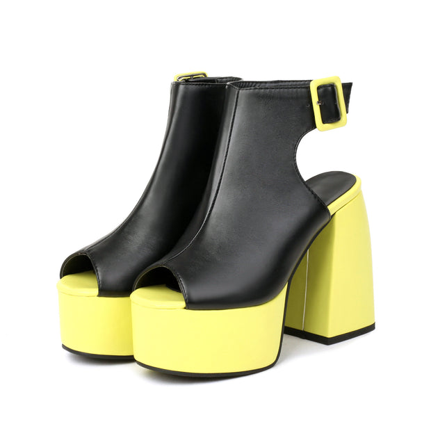 Spring And Summer Fish Mouth Waterproof Platform Thick Bottom High-Heeled Boots
