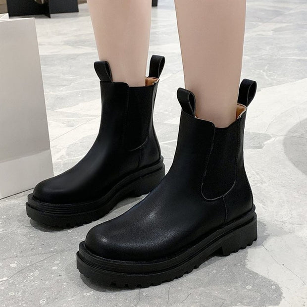 Women Chunky Heel Ankle Boots Woman Shoes Autumn Chelsea Boots Female Platform Ladies Boots