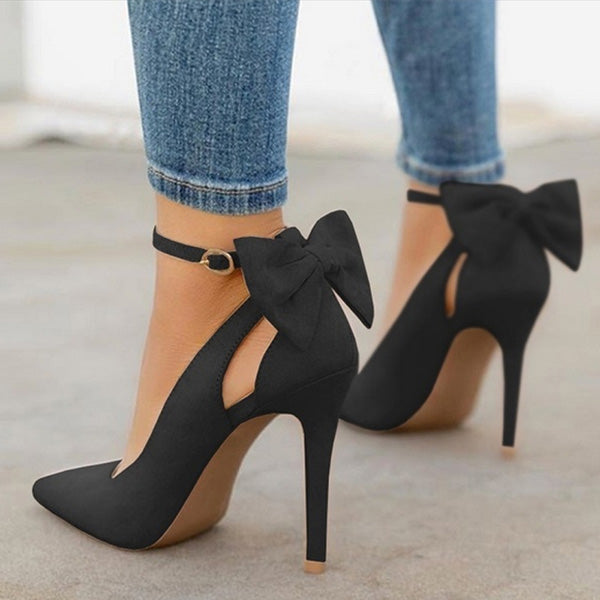 High Heels Pumps Shoes Pointed Toe Buckle Strap Butterfly Summer Party Shoes