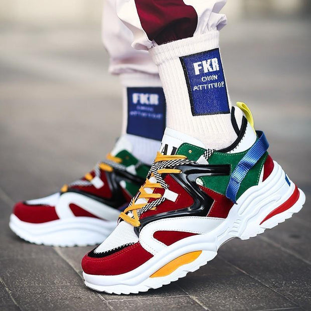 Casual Shoes Men Breathable Sneakers Lace Up Colour Matching - Ernadi