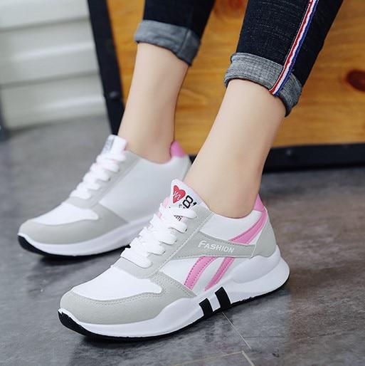 Running Shoes White Sport Sneakers Wedge Platform Heels Female Leisure Sneakers Lady Plus Size - Ernadi