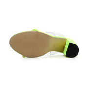 Open Toe Neon Green Sandals PVC Transparent Cut Out Slide Mules Pumps