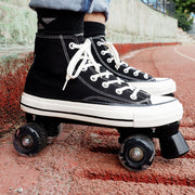 Roller Skates Double Row 4-Wheel Canvas Adult Skating Shoes
