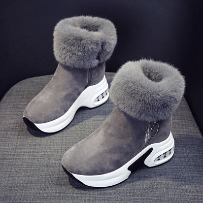 Warm Plush Ladies Leather Ankle Boots