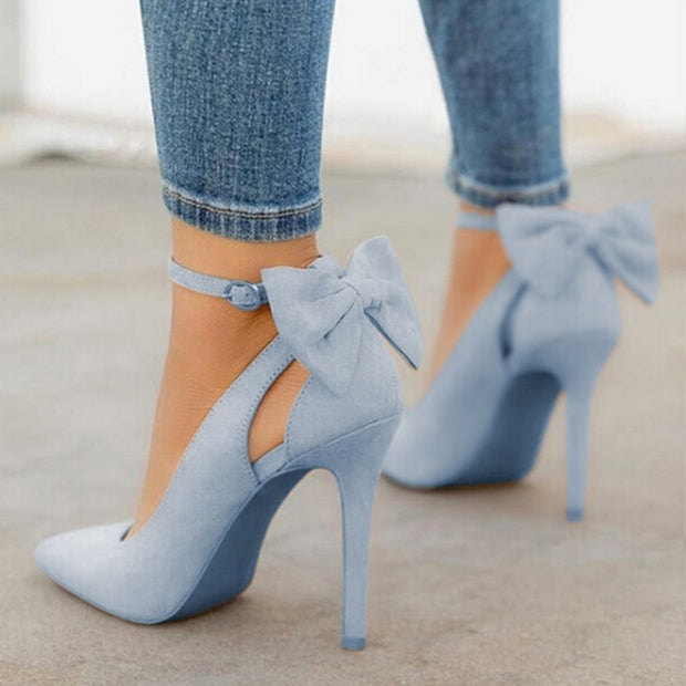 High Heels Pumps Shoes Pointed Toe Buckle Strap Butterfly Summer Party Shoes