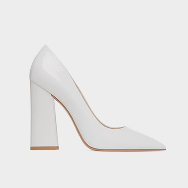Thick Heeled Patent Leather High Heels Professional Women's Shoes