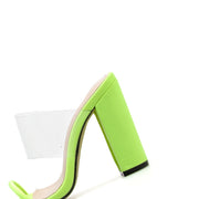 Open Toe Neon Green Sandals PVC Transparent Cut Out Slide Mules Pumps