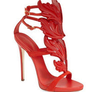 Leather Sandals Women Gold Leaf Gladiator Sandal Party Dress Shoe Woman Patent High Heel Sandals - Ernadi