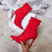 Red female boots women's shoes