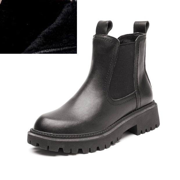 Genuine Leather Women’s Chelsea Boots Retro Ankle Martin Boots