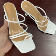 Strappy Mule Square Toe Heel Slippers - Ernadi