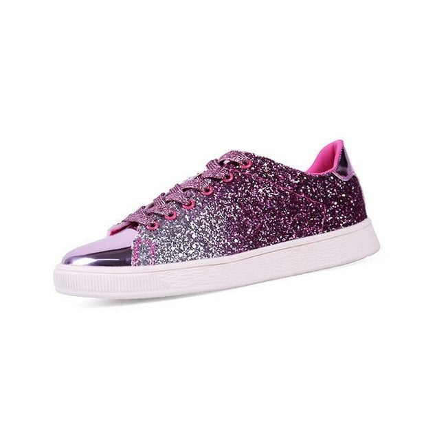 Spring Women Casual lace-Up Bling Glitter Vulcanised Sneakers - Ernadi