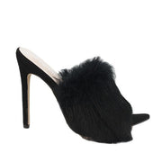 Candy Colour Rabbit Fur High Heel Slippers - Ernadi