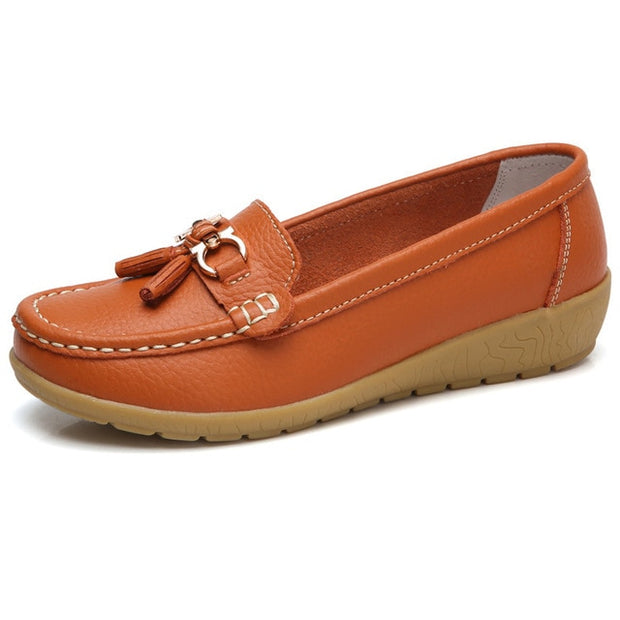Flats Women Shoes Loafers Genuine Leather Flats Slip On Women's Loafers Female Moccasins Shoes