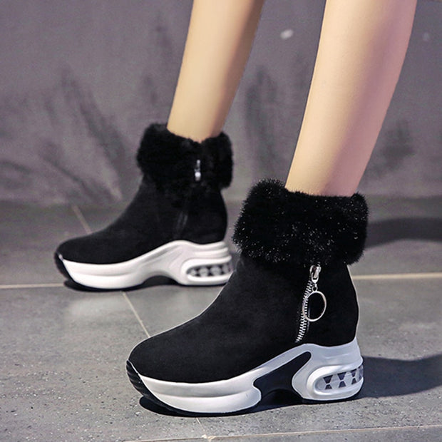 Warm Plush Ladies Leather Ankle Boots