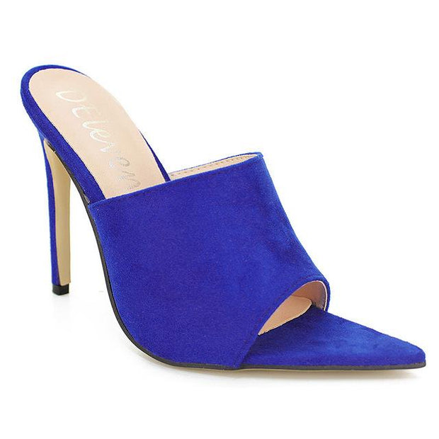 Candy Colour Rabbit Fur High Heel Slippers - Ernadi
