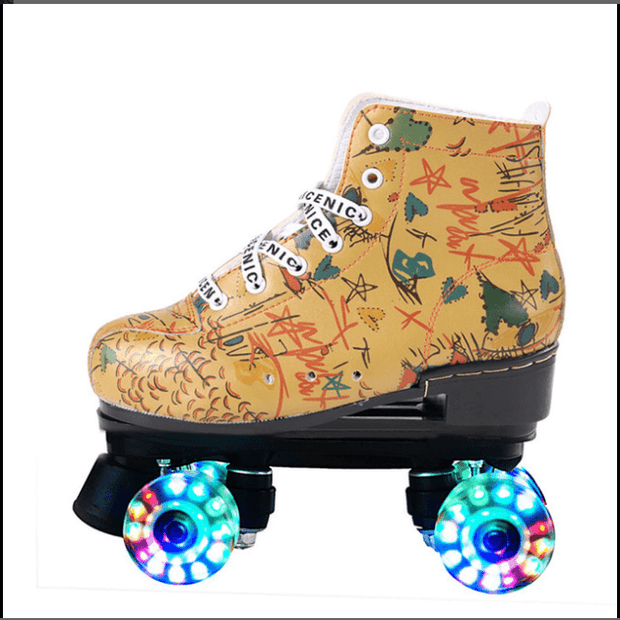 Children's adult double row skates roller skates double row wheel skates flash roller skating - Ernadi