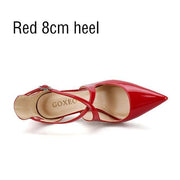 Women Sandals Thin Heel High Heels Flock Lace up Pointed Toe  party  Handmade - Ernadi