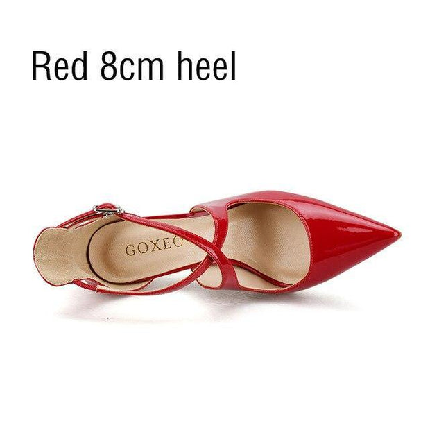 Women Sandals Thin Heel High Heels Flock Lace up Pointed Toe  party  Handmade - Ernadi