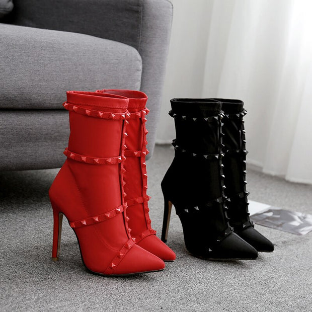 Red female boots women's shoes