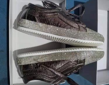 Sneakers Women Flats Golden Silver Shoes Rhinestone Bling Casual Shoes Streetwear