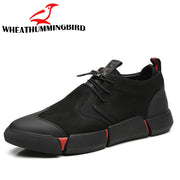 Men's Leather Casual Shoes Breathable Sneakers Black - Ernadi